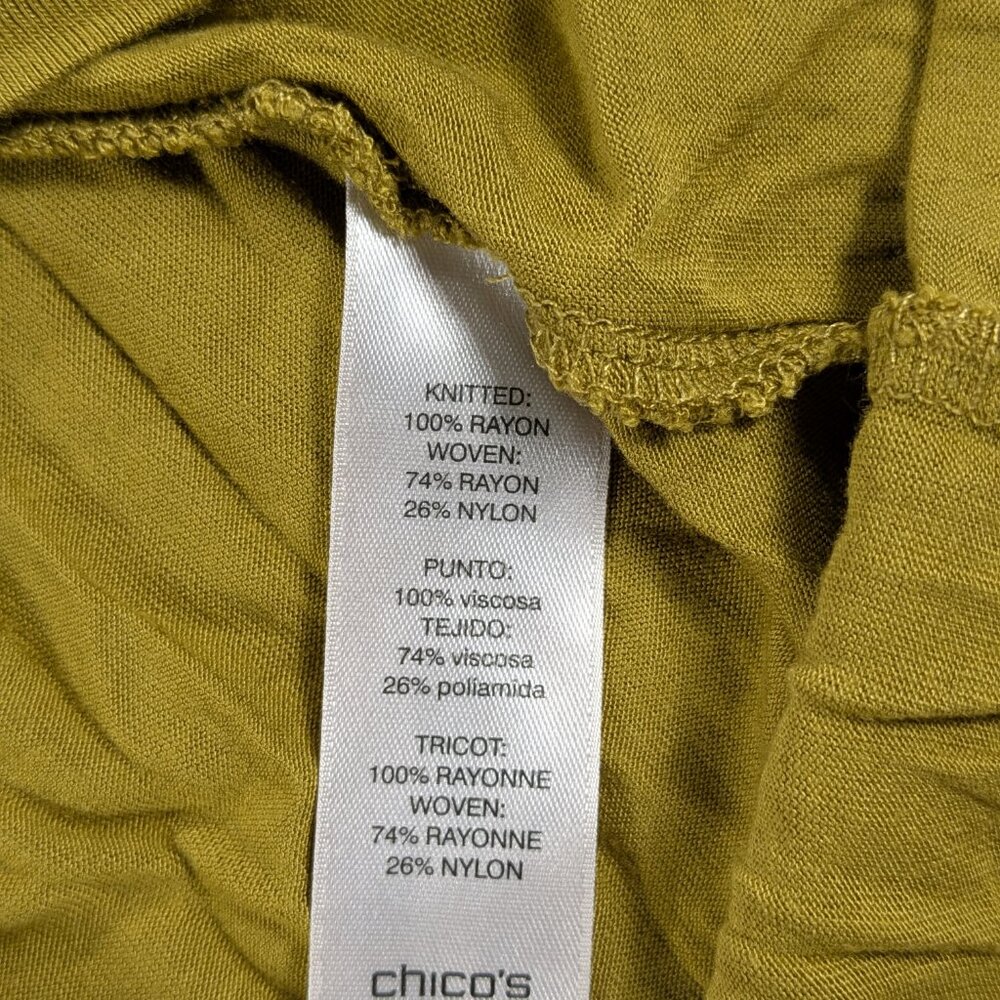 Chicos Top Womens Large Green Velvet Contrast Long Sleeve Casual Lightweight - Picture 5 of 10